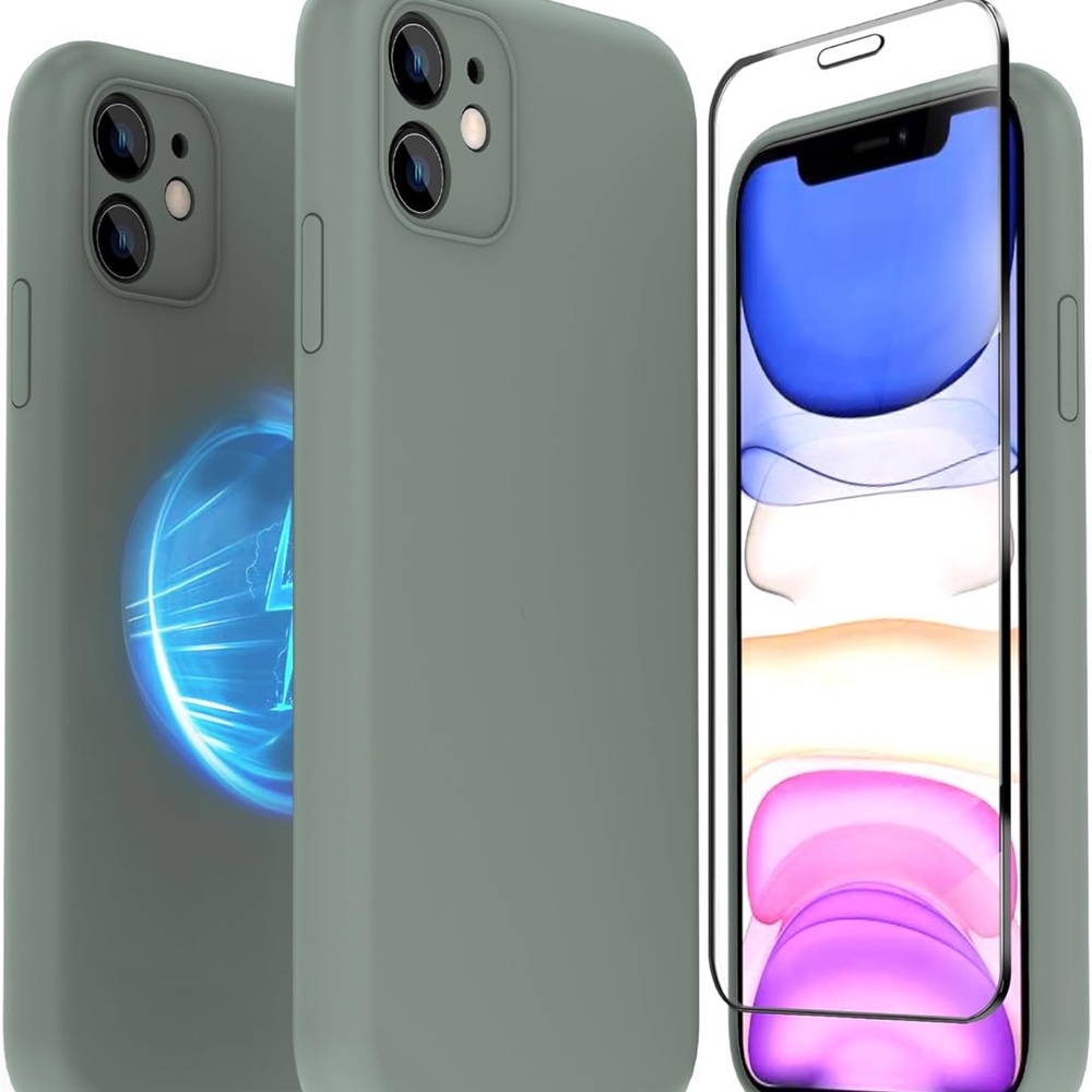 NEW Silicone Case for iPhone - Green & 2 Screen Protectors